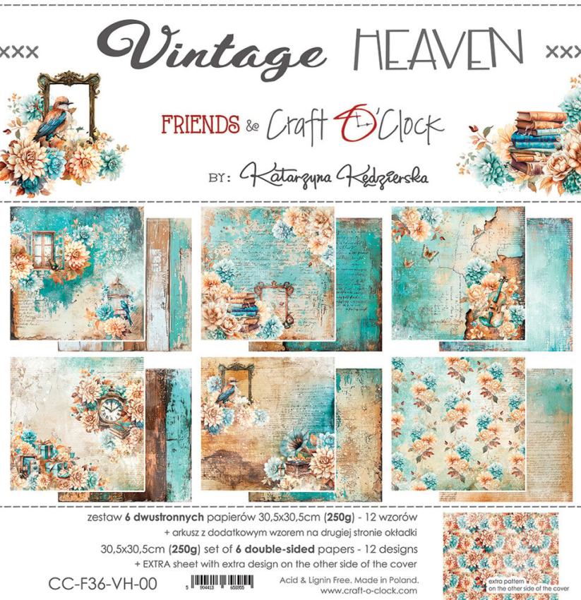 Craft OClock - Designpapier "Vintage Heaven" Paper Pack 12x12 Inch - 6 Bogen