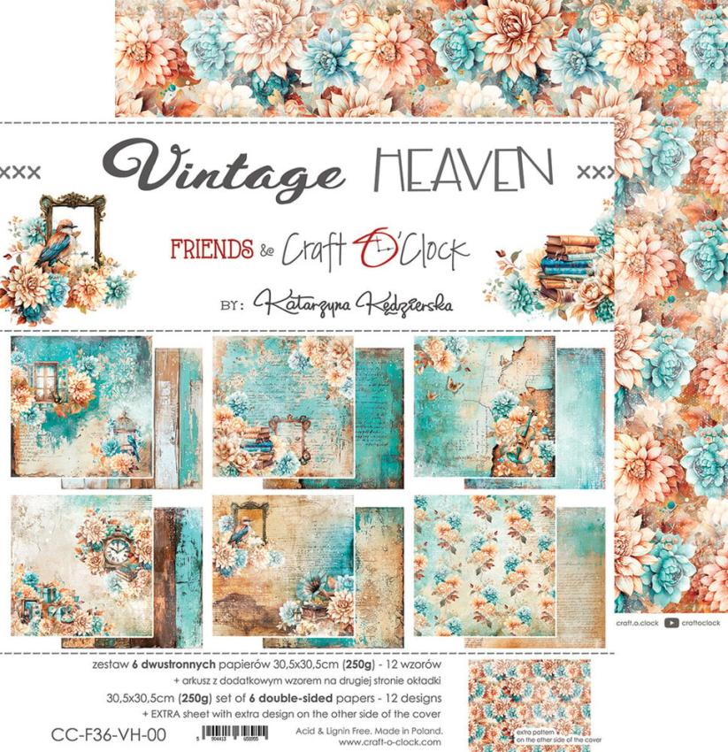 Craft OClock - Designpapier "Vintage Heaven" Paper Pack 12x12 Inch - 6 Bogen