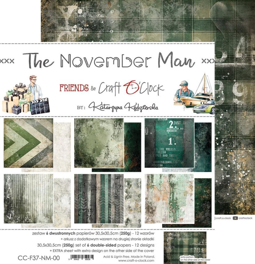 Craft OClock - Designpapier "The November Man" Paper Pack 12x12 Inch - 6 Bogen