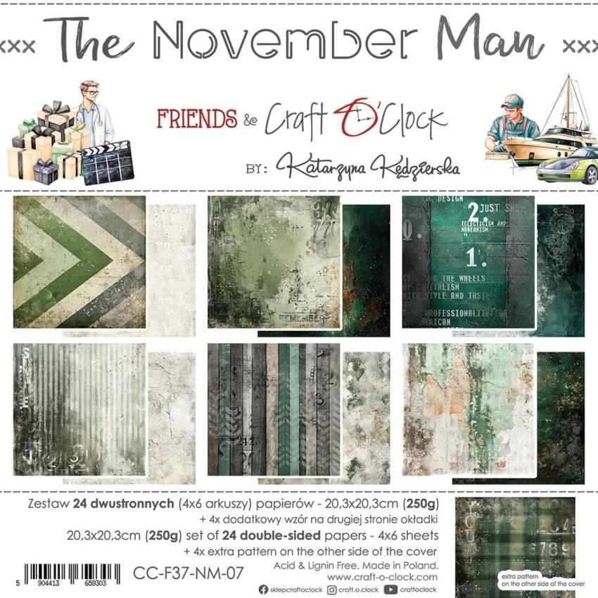 Craft OClock - Designpapier "The November Man" Paper Pack 8x8 Inch - 24 Bogen