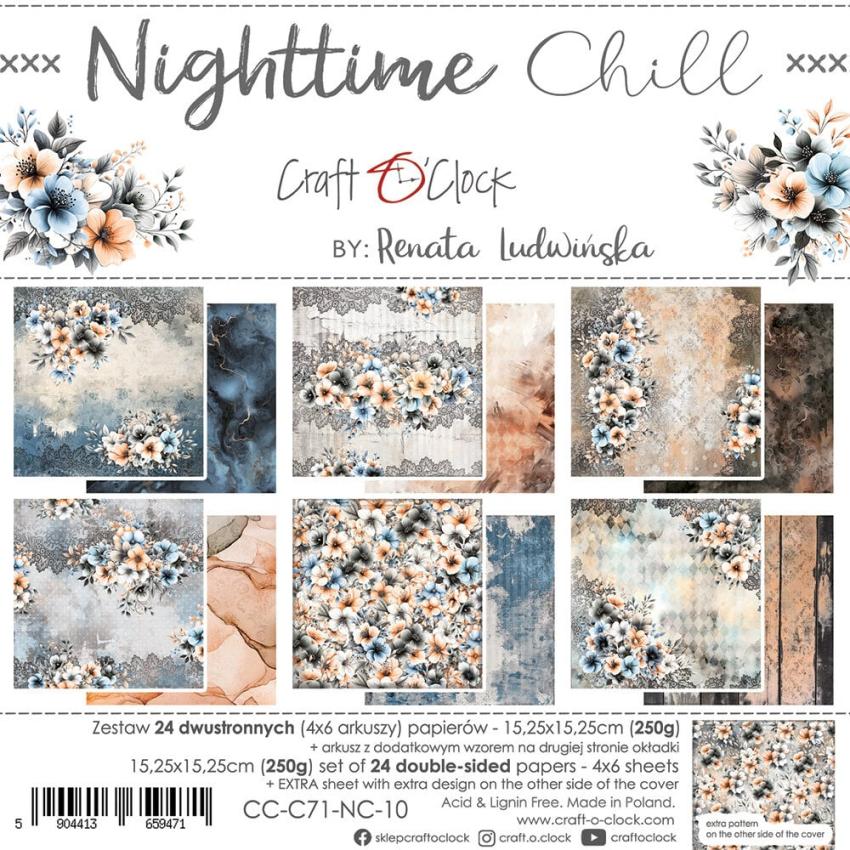 Craft OClock - Designpapier "Nighttime Chill" Paper Pack 6x6 Inch - 24 Bogen