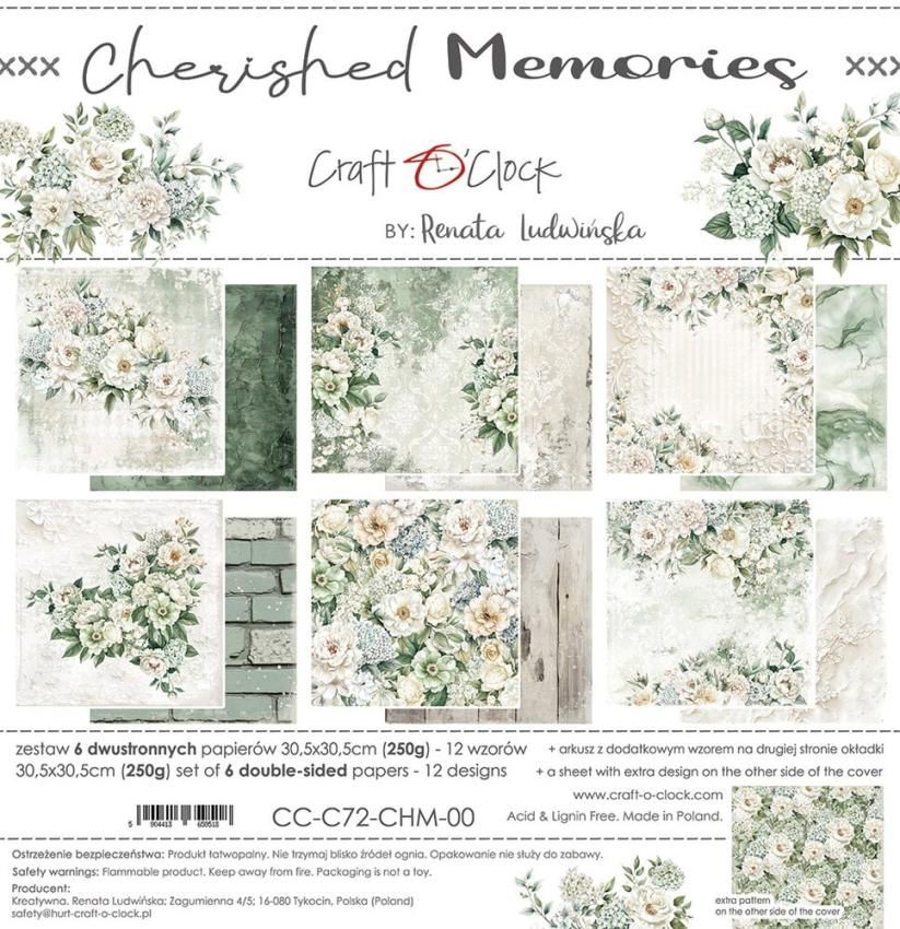 Craft OClock - Designpapier "Cherished Memories" Paper Pack 12x12 Inch - 6 Bogen