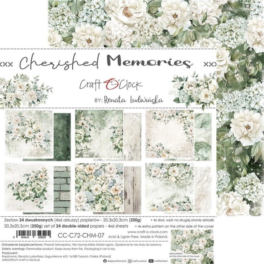 Craft OClock - Designpapier "Cherished Memories" Medium Paper Pack 8x8 Inch - 24 Bogen