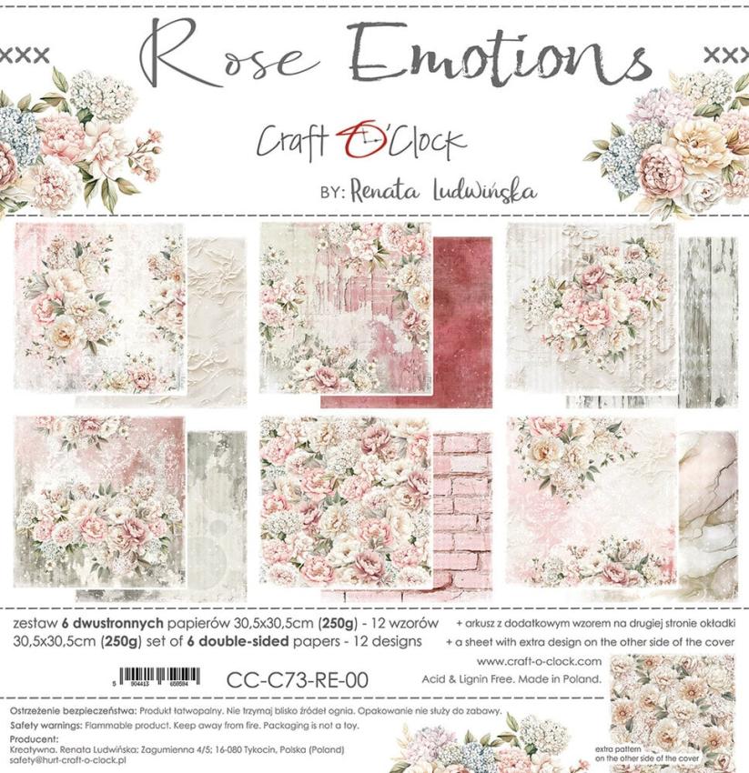 Craft OClock - Designpapier "Rose Emotions" Paper Pack 12x12 Inch - 6 Bogen