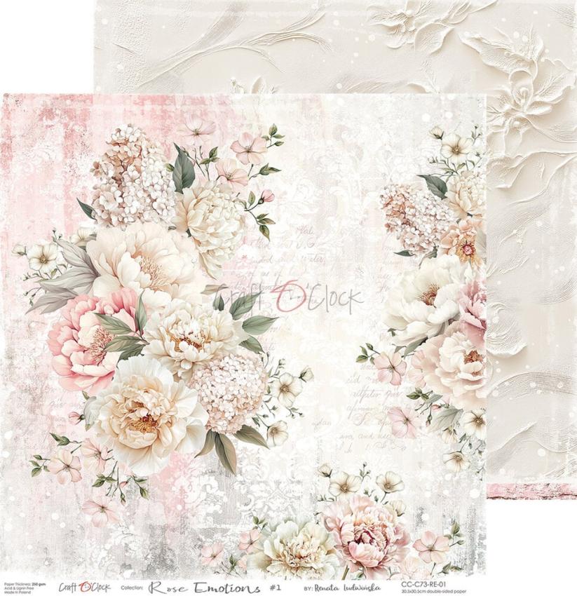 Craft OClock - Designpapier "Rose Emotions" Paper Pack 12x12 Inch - 6 Bogen