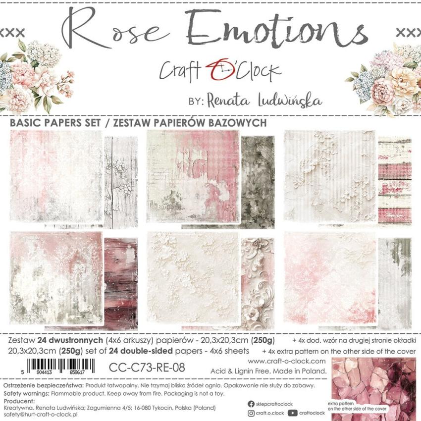 Craft OClock - Designpapier "Rose Emotions" Basic Paper Pack 8x8 Inch - 24 Bogen