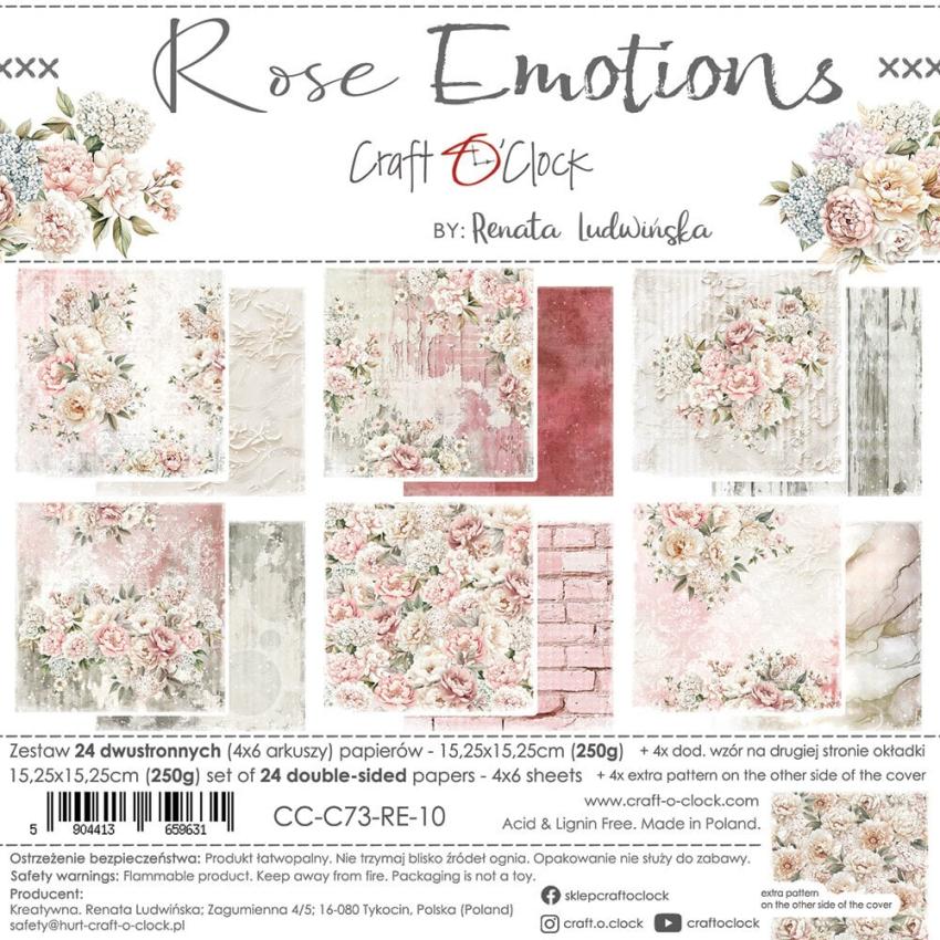 Craft OClock - Designpapier "Rose Emotions" Paper Pack 6x6 Inch - 24 Bogen