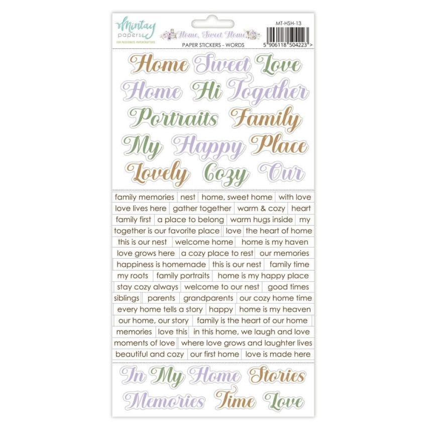 Mintay Papers - Aufkleber "Home, Sweet Home" Paper Sticker Words 6x12 Inch