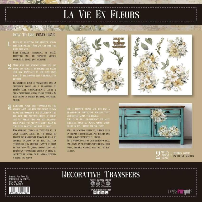 Papers For you - Transfer Aufkleber "Daisies" Decor Transfers 12x12 Inch