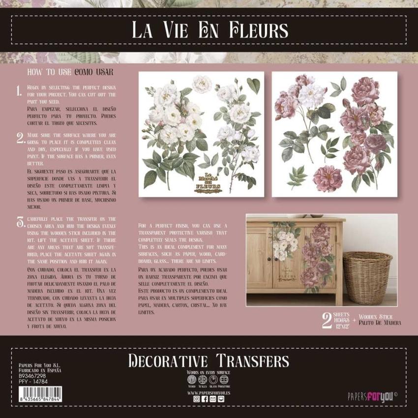 Papers For you - Transfer Aufkleber "Roses" Decor Transfers 12x12 Inch