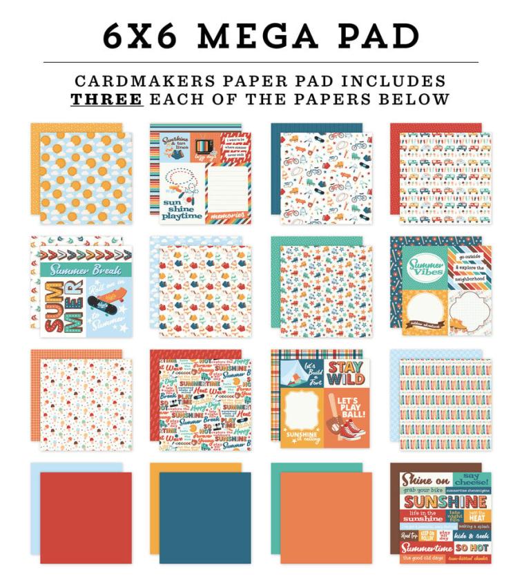Echo Park - Designpapier "Summer Break" Cardmakers Mega Pad 6x6 Inch - 48 Bogen
