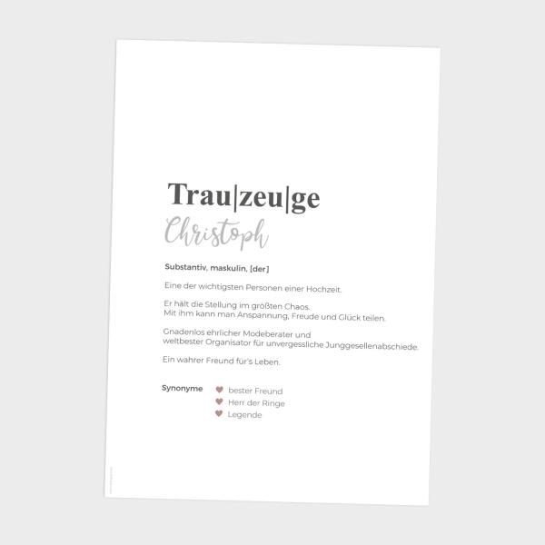 Definitionsposter "Trauzeuge 1" | Geschenkidee | Personalisiert  | individuelles Bild | Wörterbuch