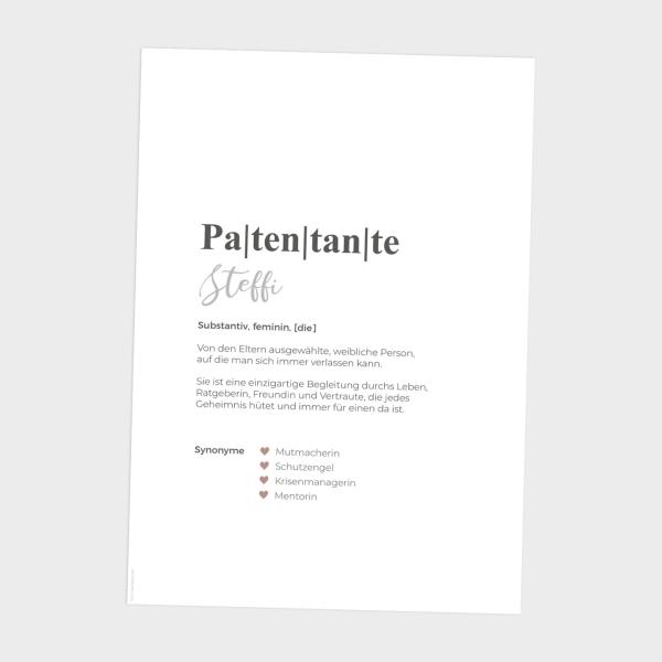 Definitionsposter "Patentante 1" | Geschenkidee | Personalisiert  | individuelles Bild | Wörterbuch