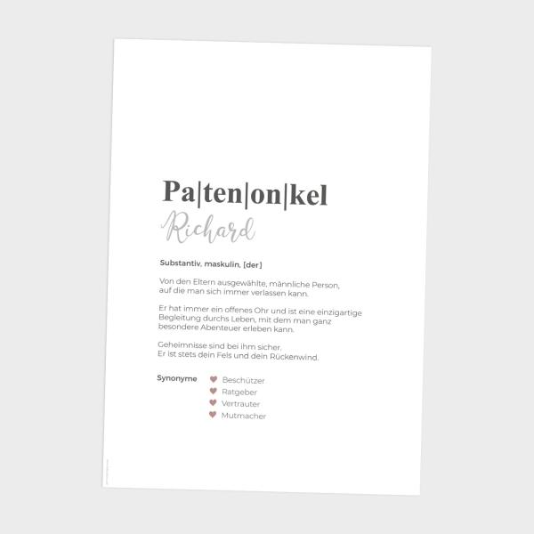 Definitionsposter "Patenonkel 1" | Geschenkidee | Personalisiert  | individuelles Bild | Wörterbuch