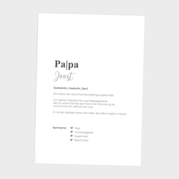Definitionsposter "Papa 1" | Geschenkidee | Personalisiert  | individuelles Bild | Wörterbuch