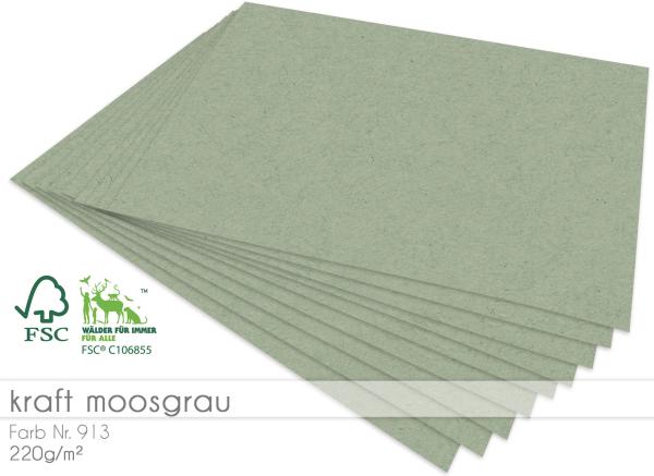 Cardstock "Recycling" - Kraftpapier 220g/m² DIN A4 in kraft moosgrau