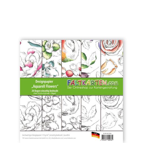 Designpapier Aquarell Flowers 6x6