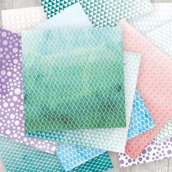 Designpapier 12"x12" 170gr "Watercolor Ombre" 14 Bogen