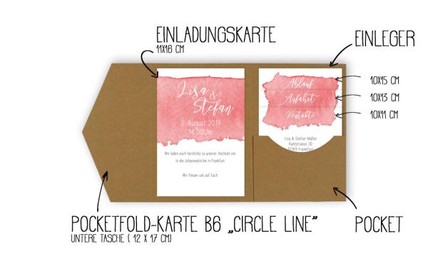 Pocketfold Karte B6 "Circle Line" (12x17cm)