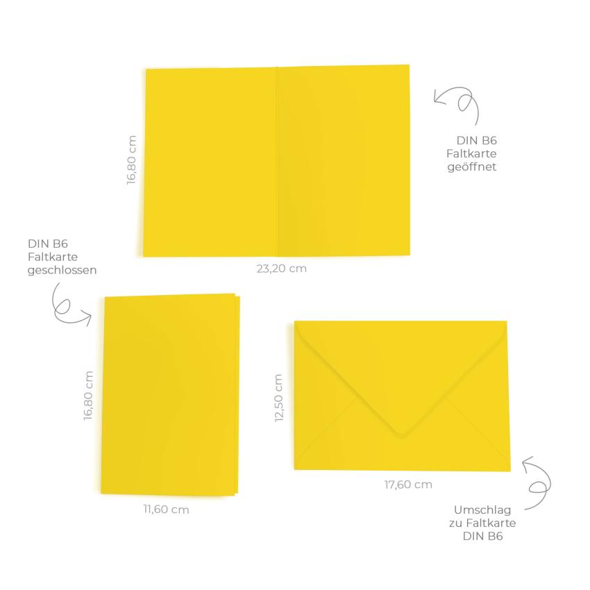 Faltkarte mit Briefumschlag DIN B6 in sonnengelb
