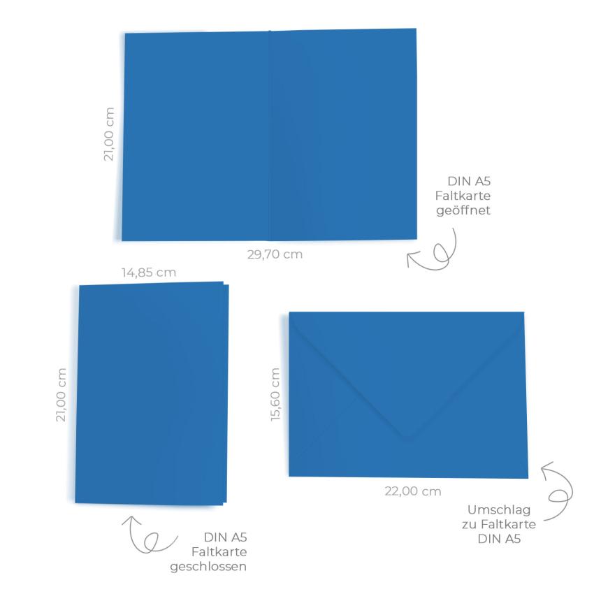 Faltkarte mit Briefumschlag DIN A5 in pazifikblau
