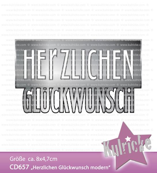 Kulricke Stanzschablone "Herzlichen GW Modern" Craft Die | Wortstanze | Stanze