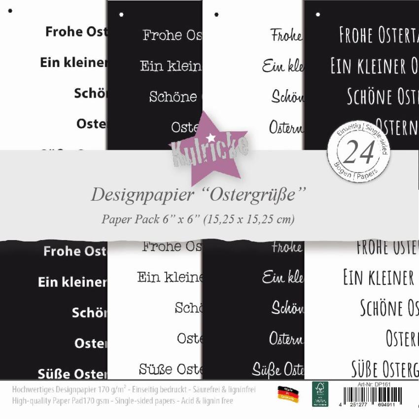 Kulricke Designpapier - "Ostergrüße"  Paper Pack 6" 170g/m² - 24 Bogen