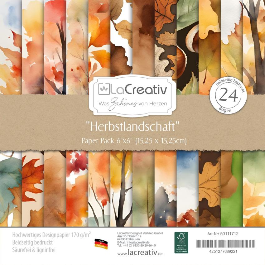 LaCreativ - Designpapier "Herbstlandschaft" Paper Pack 6x6" - 24 Bogen