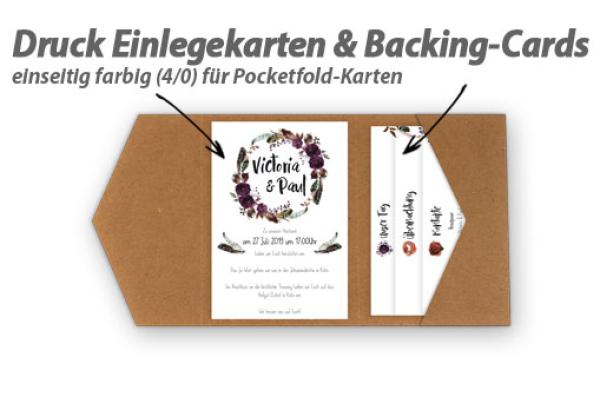 Druck Einlegekarte u. Backing-Cards beidseitig farbig (4/4) für Pocketfold-Karten