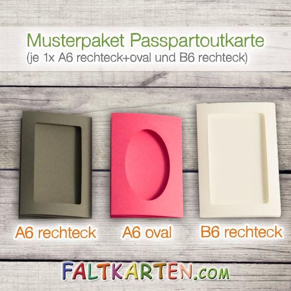 Musterpaket Passpartoutkarte (je 1x A6 rechteck+oval und B6 rechteck)