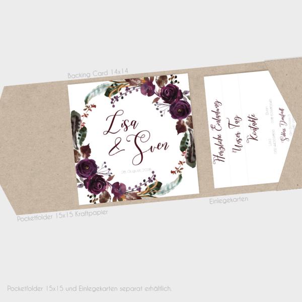 Backing-Card "Boho Violett-Flower" 14x14