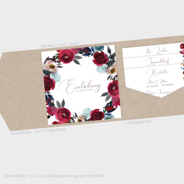 Backing-Card "Merlot und Navy" Quadrat 14x14