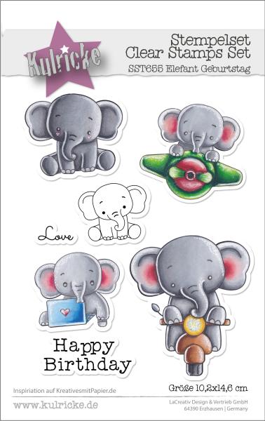 Kulricke Stempel "Elefant Geburtstag" Clear Stamp