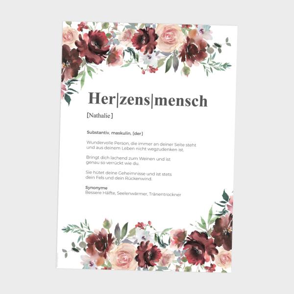 Definitionsposter "Herzensmensch 2" | Geschenkidee | Personalisiert  | individuelles Bild | Wörterbuch