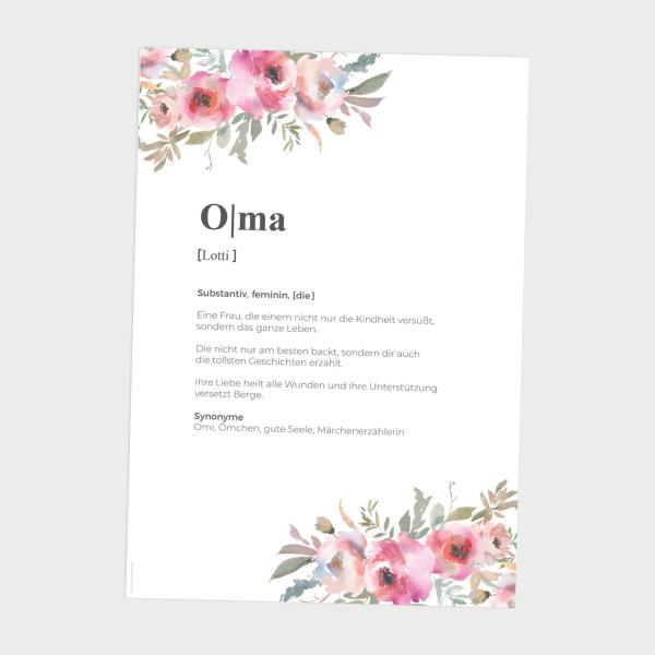 Definitionsposter "Oma 2" | Geschenkidee | Personalisiert  | individuelles Bild | Wörterbuch