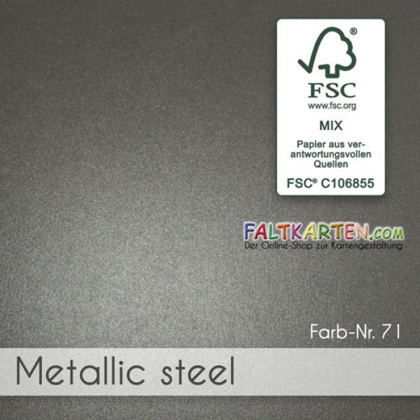 Faltkarte DIN Lang  250g/m²  in metallic steel