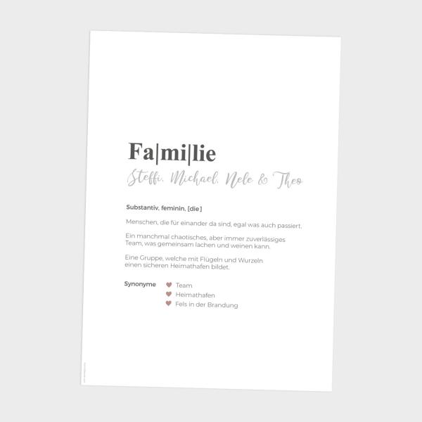 Definitionsposter "Familie 1" | Geschenkidee | Personalisiert  | individuelles Bild | Wörterbuch