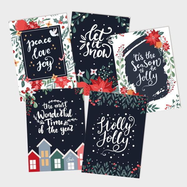 Weihnachtskarten-Bundle DIN A6 "Chrtistmas Florals" | Grußkarten-Set | Postkarten