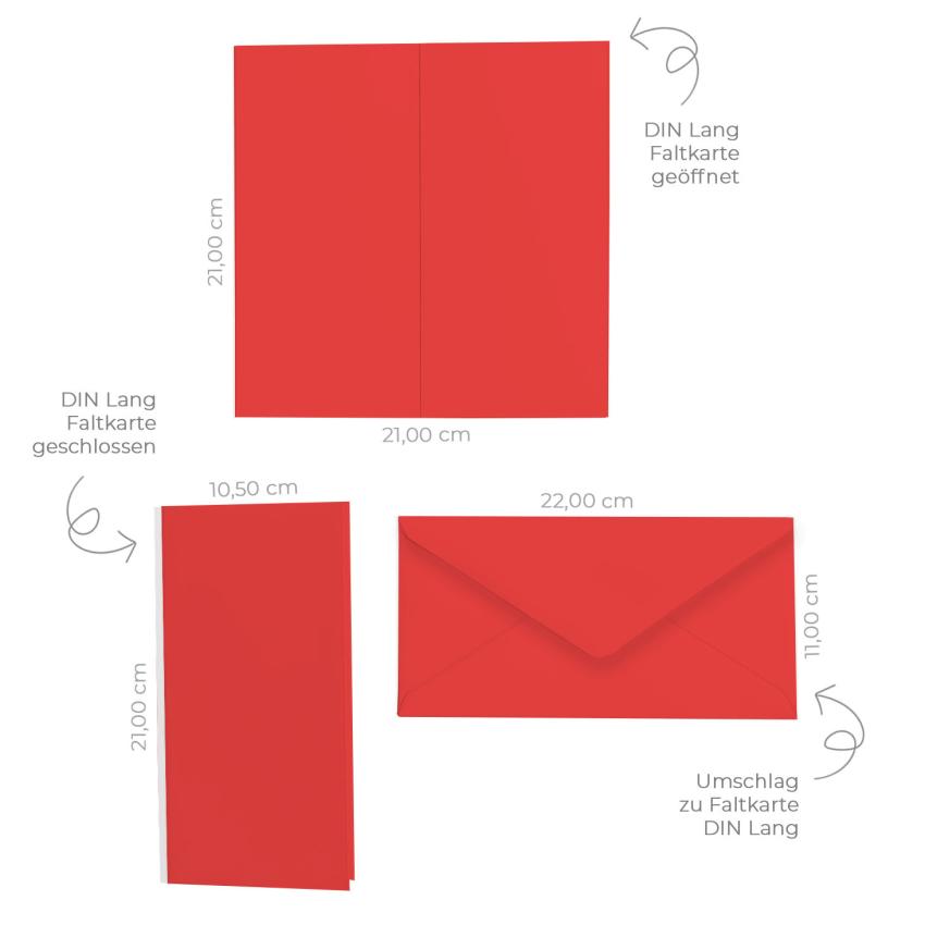 Faltkarte DIN Lang mit Briefumschlag in rot