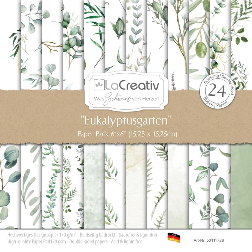 LaCreativ - Designpapier "Eukalyptusgarten" Paper Pack 6x6" - 24 Bogen