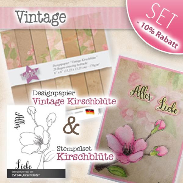 SET Stempelset "Kirschblüte" & Designpapier "Vintage Kirschblüte"